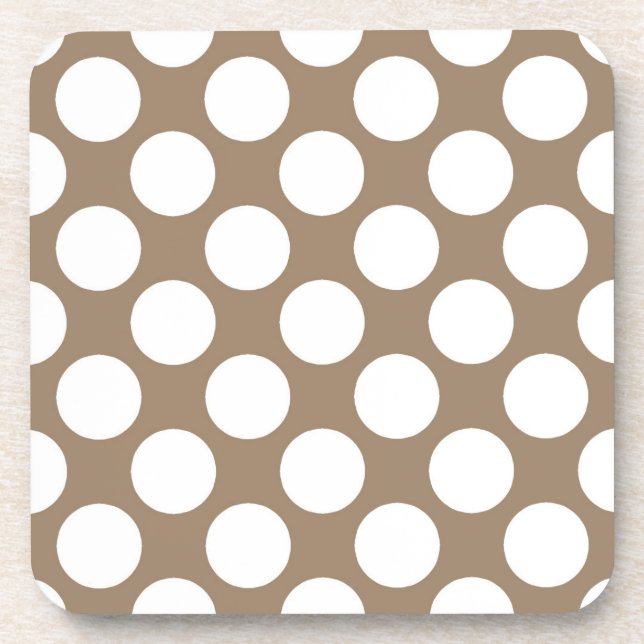 Dessous-de-verre Grands points rétro - blanc et taupe (Devant)