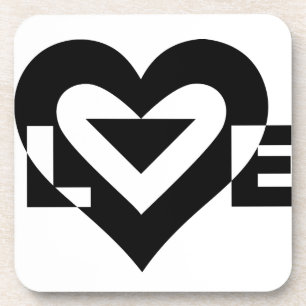 Dessous-de-verre Graphique d'amour cool, noir