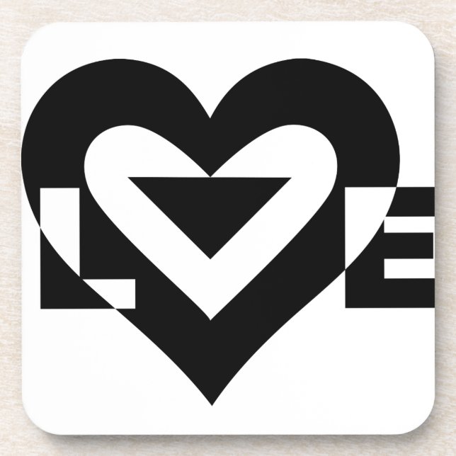 Dessous-de-verre Graphique d'amour cool, noir (Devant)