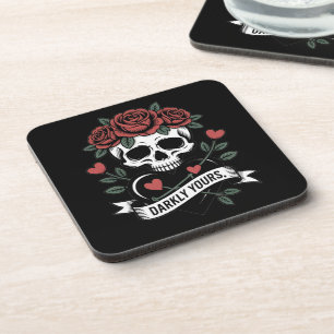 Dessous-de-verre Graphique Darkly Yours : Crâne gothique avec roses