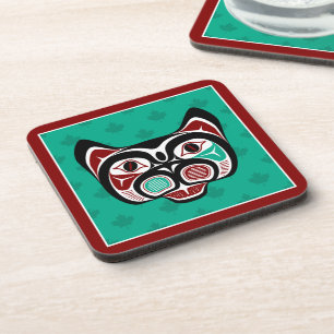 Dessous-de-verre Graphiques vectoriels de chaton rouge noir amérind