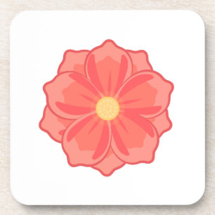 Dessous-de-verre Graphisme de fleur éclose rose corail minimaliste