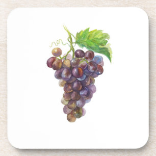 Dessous-de-verre Grappe de raisin violet Aquarelle botanique