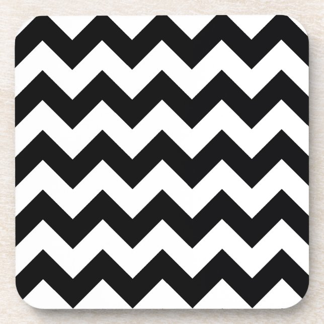 Dessous-de-verre Gras noir et blanc Chevron Zig Zag Motif (Devant)