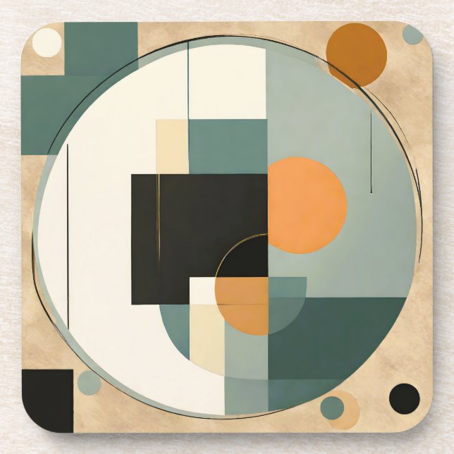 Dessous-de-verre Gras rétro : Cercles et rectangles Abstraits (Devant)