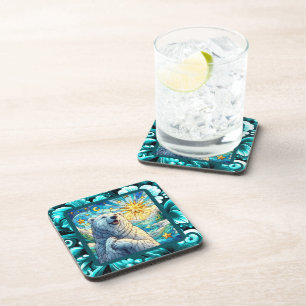 Dessous-de-verre Gratuit Ours Polaire Whimsical Faux Verre Tiré