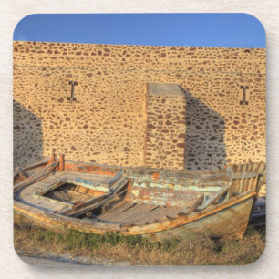 Dessous-de-verre Grèce, Santorin, Oia. Vieux bateau de pêche à sec