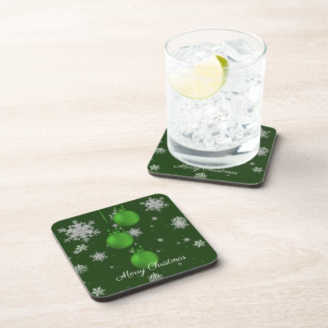 Dessous-de-verre Green Christmas Ornaments Beverage Coaster (Côté Droit)
