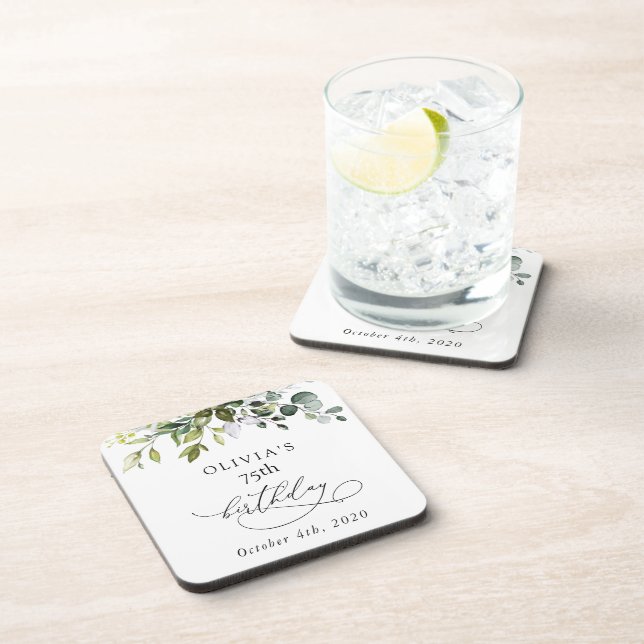 Dessous-de-verre Greenery, Eucalyptus Leaves, Boho, Birthday (Côté Droit)