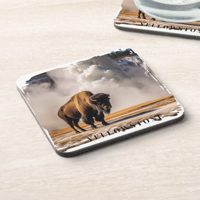 Dessous-de-verre Grille de boisson du bison de Yellowstone Geyser (Côté gauche)
