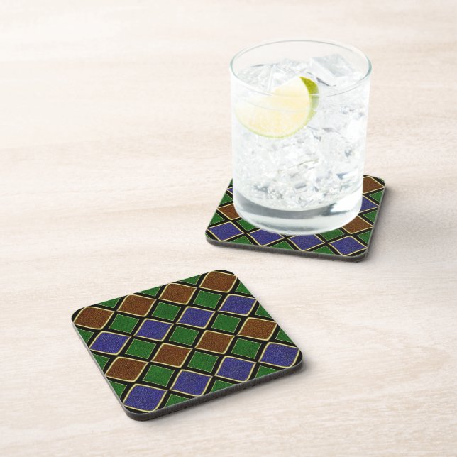 Dessous-de-verre Grille Diamant Arlequin : Harmonie Texturée (Côté Droit)