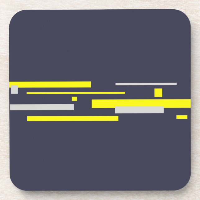 Dessous-de-verre Gris Jaune Blocs Art Abstrait (Devant)