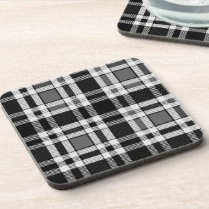 Dessous-de-verre Gris Noir Blanc Flanné Plaid Tartan Design