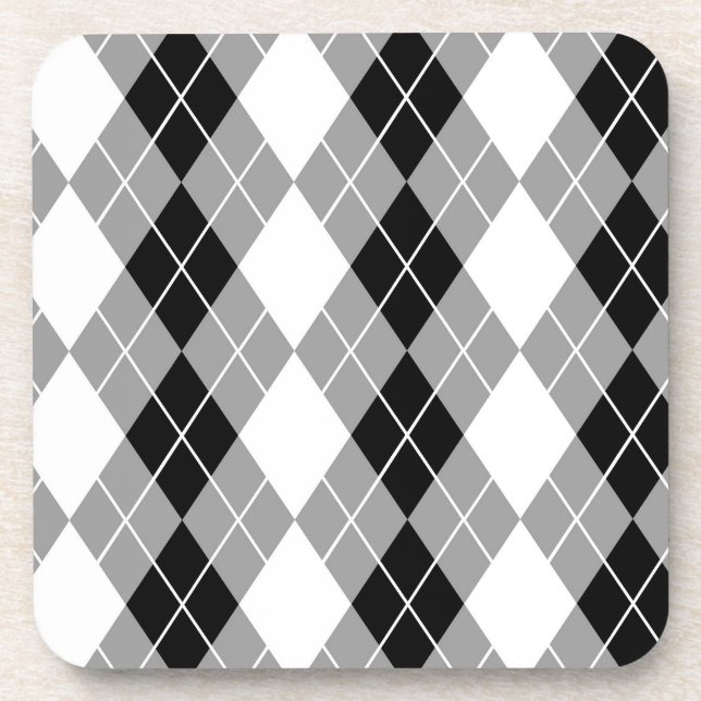 Dessous-de-verre Gris noir blanc Jacquard Diamant Design (Devant)