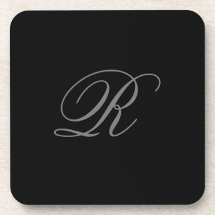 Dessous-de-verre Gris noir minimaliste Ajouter Monogramme initial
