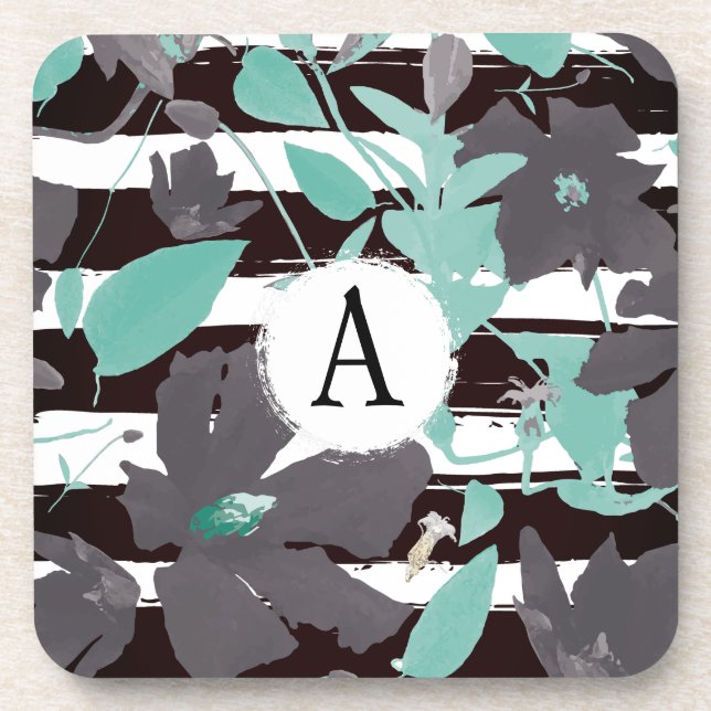 Dessous-de-verre Gris Turquoise monogramme (Devant)