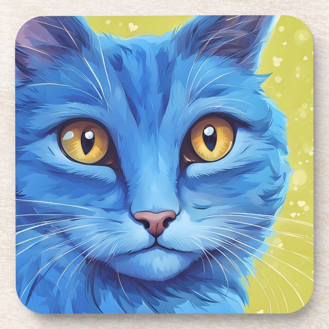 Dessous-de-verre Gros chat bleu. (Devant)