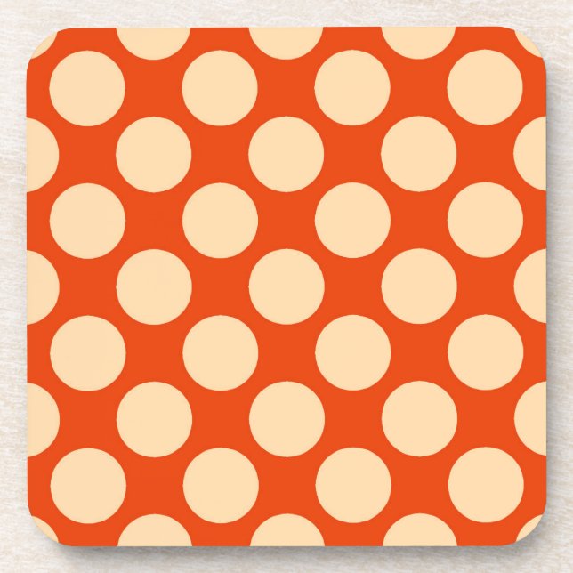 Dessous-de-verre Gros points rétro - orange pâle et mandarine (Devant)