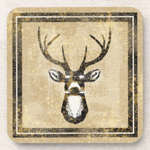 Dessous de verre grunges de mâle de cerfs communs
