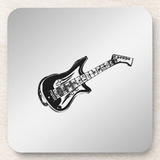 Dessous-de-verre Guitare électrique sur argent (Devant)
