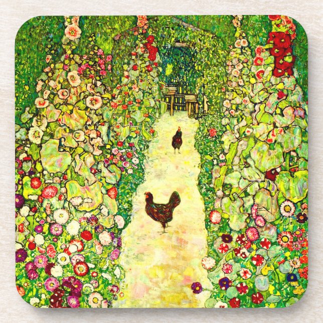 Dessous-de-verre Gustav Klimt Garden with Chickens (Devant)
