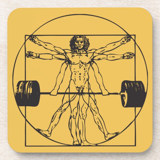 Dessous-de-verre Gym Barbell Deadlift - Vitruvian Man (Devant)