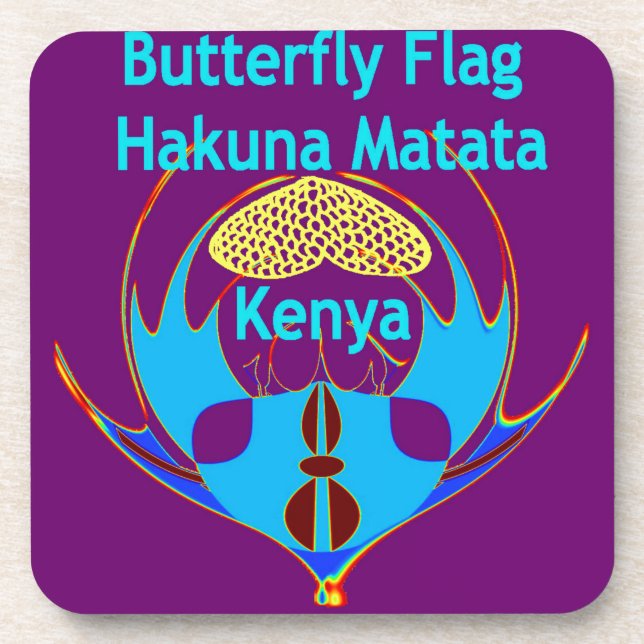 Dessous-de-verre "Hakuna Matata Kenya" Papillon Art Imprimer/Graphi (Devant)