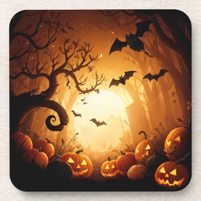 Dessous-de-verre Halloween/chauve-souris/Citrouille/automne (Devant)