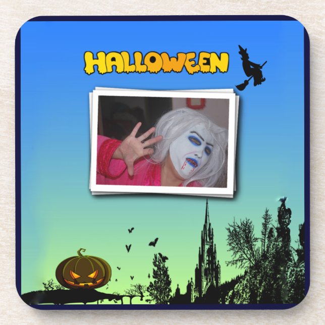 Dessous-de-verre Halloween Dusk with Witch Ajouter cadre photo (Devant)