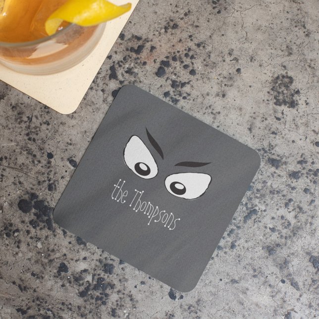 Dessous-de-verre Halloween Éffrayant noir et blanc (Halloween party paper coaster.)