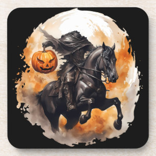 Dessous-de-verre Halloween Horseman sans tête avec tête Citrouille