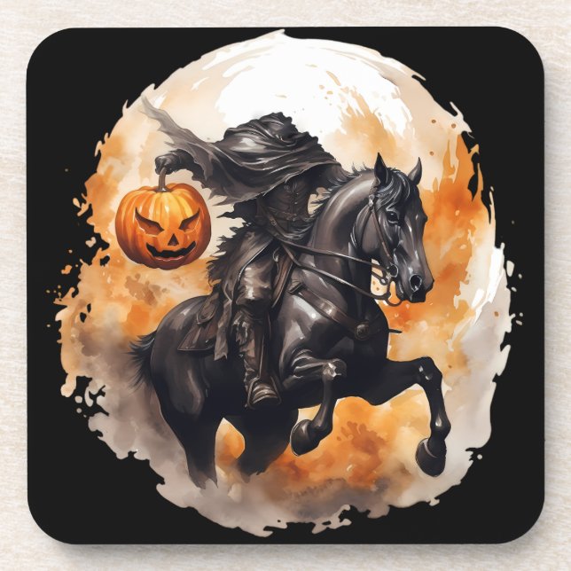 Dessous-de-verre Halloween Horseman sans tête avec tête Citrouille (Devant)