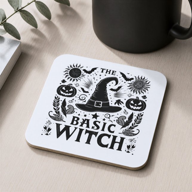 Dessous-de-verre Halloween Sorcière Basique Monochrome Moderne (Créateur téléchargé)