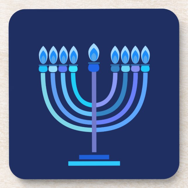 Dessous-de-verre Hanukkiah Happy Hanoukka Juive Fête Menorah (Devant)