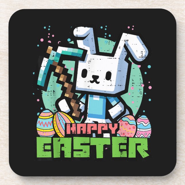 Dessous-de-verre Happy Easter Bunny Pixel Game  (Devant)