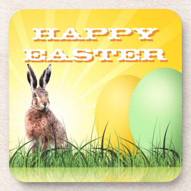 Dessous-de-verre HAPPY EASTER - Lapin & Oeufs (Devant)