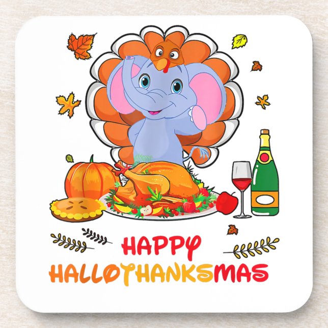 Dessous-de-verre Happy Hallo Merci Mas Elephant Thanksgiving Cadeau (Devant)