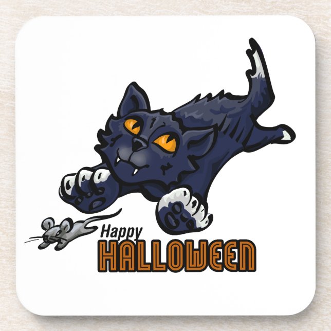 Dessous-de-verre Happy Halloween Chat et souris (Devant)