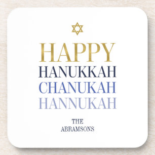 Dessous-de-verre Happy Hanukkah Chanukah Plastic Coasters Set of 6