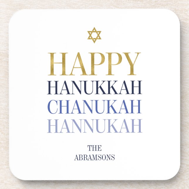 Dessous-de-verre Happy Hanukkah Chanukah Plastic Coasters Set of 6 (Devant)
