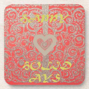 Dessous-de-verre Happy Holidays Heart Red and Gold Collection