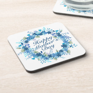 Dessous-de-verre Happy Mother's Day Winter Floral Wreath Coaster