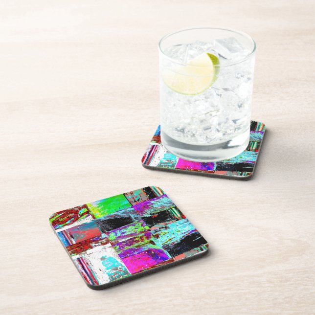 Dessous-de-verre Hard Plastic Coaster – Abstract Grid (Côté Droit)