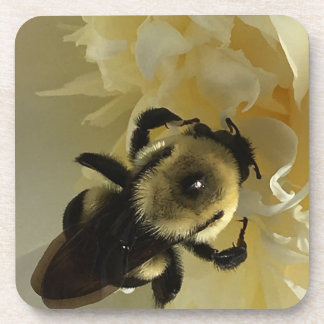 Dessous-de-verre Hard plastic coaster bumblebee on peony flower
