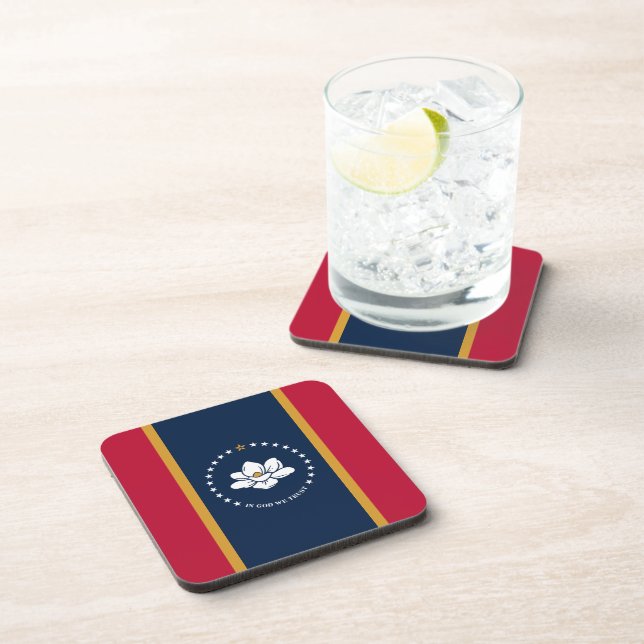 Dessous-de-verre Hard plastic coaster with flag of Mississippi, USA (Côté Droit)