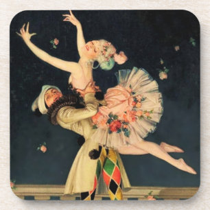 Dessous-de-verre « Harlequin et Columbine » par FX Leyendecker