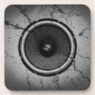 Dessous-de-verre Haut-parleur de musique sur un mur fissuré