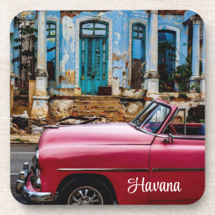 Dessous-de-verre Havana Cuba Voiture rouge Vintage