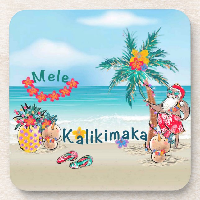 Dessous de verre Hawaïens Mele Kalikimaka (Devant)