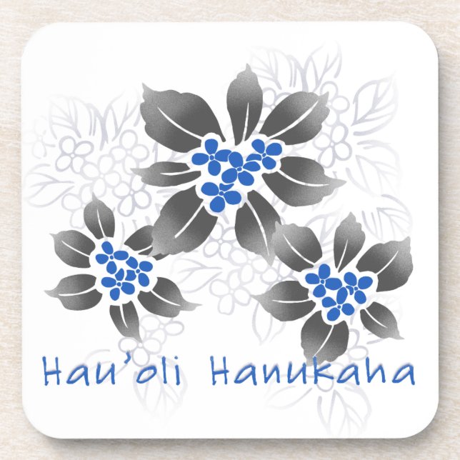 Dessous-de-verre Hawaiian Holly Hanoukka Blue Floral (Devant)